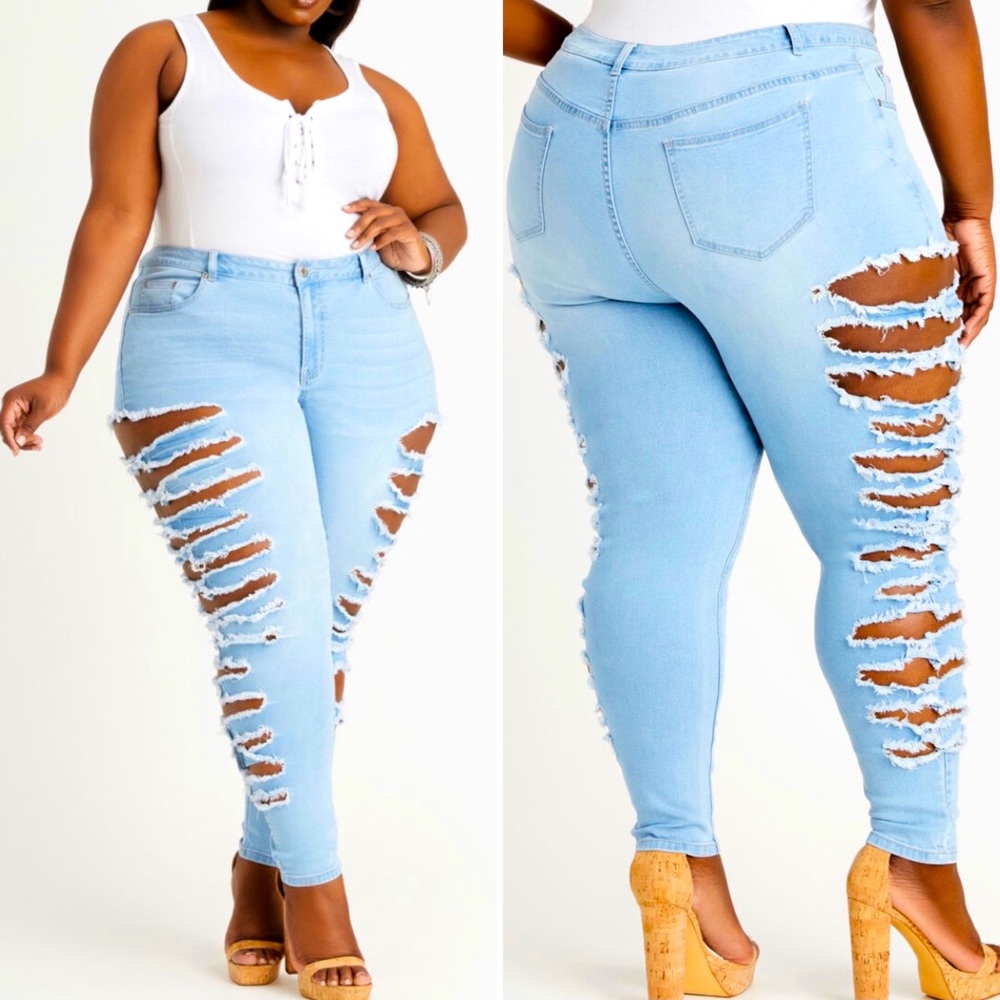 Distressed High-Waist Skinny Jeans